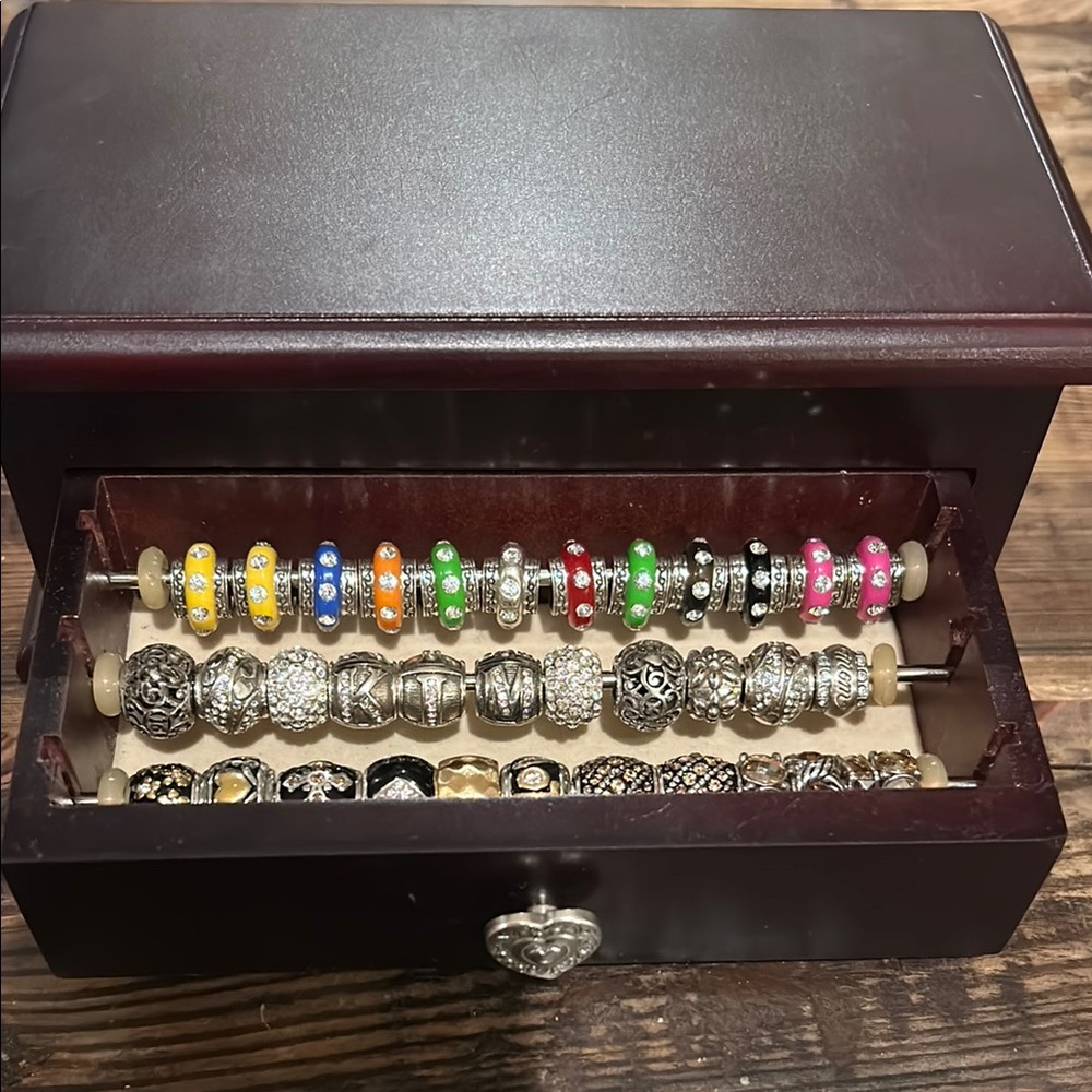 Brighton Silver and Gold Charm Bracelets, Earrings & Jewelry Box